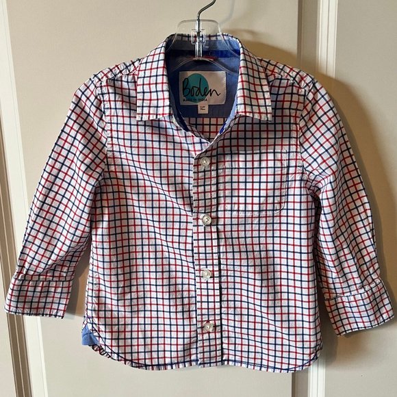 Boys Mini Boden Button Down Shirt Size 2-3 - Picture 1 of 4